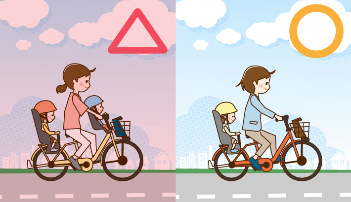 電動なしの子供乗せ自転車のイラスト